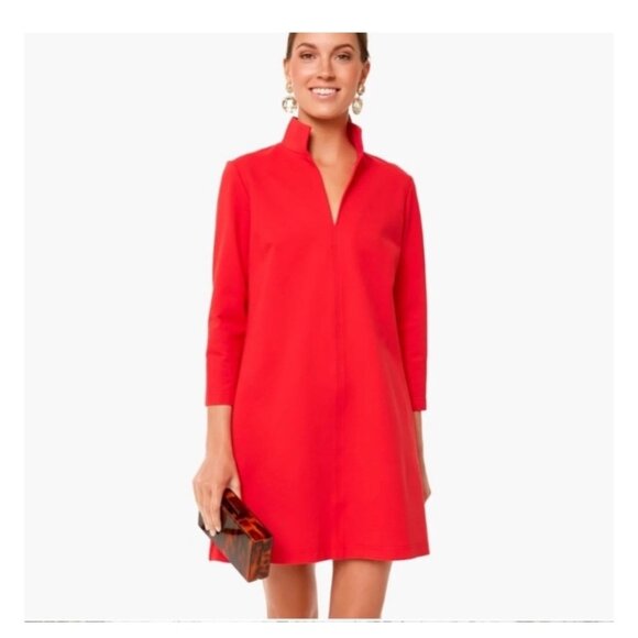 Tuckernuck Womens popy Red orange ponte Clifton Dress S  3/4 sleeve mini dress. - Picture 1 of 13